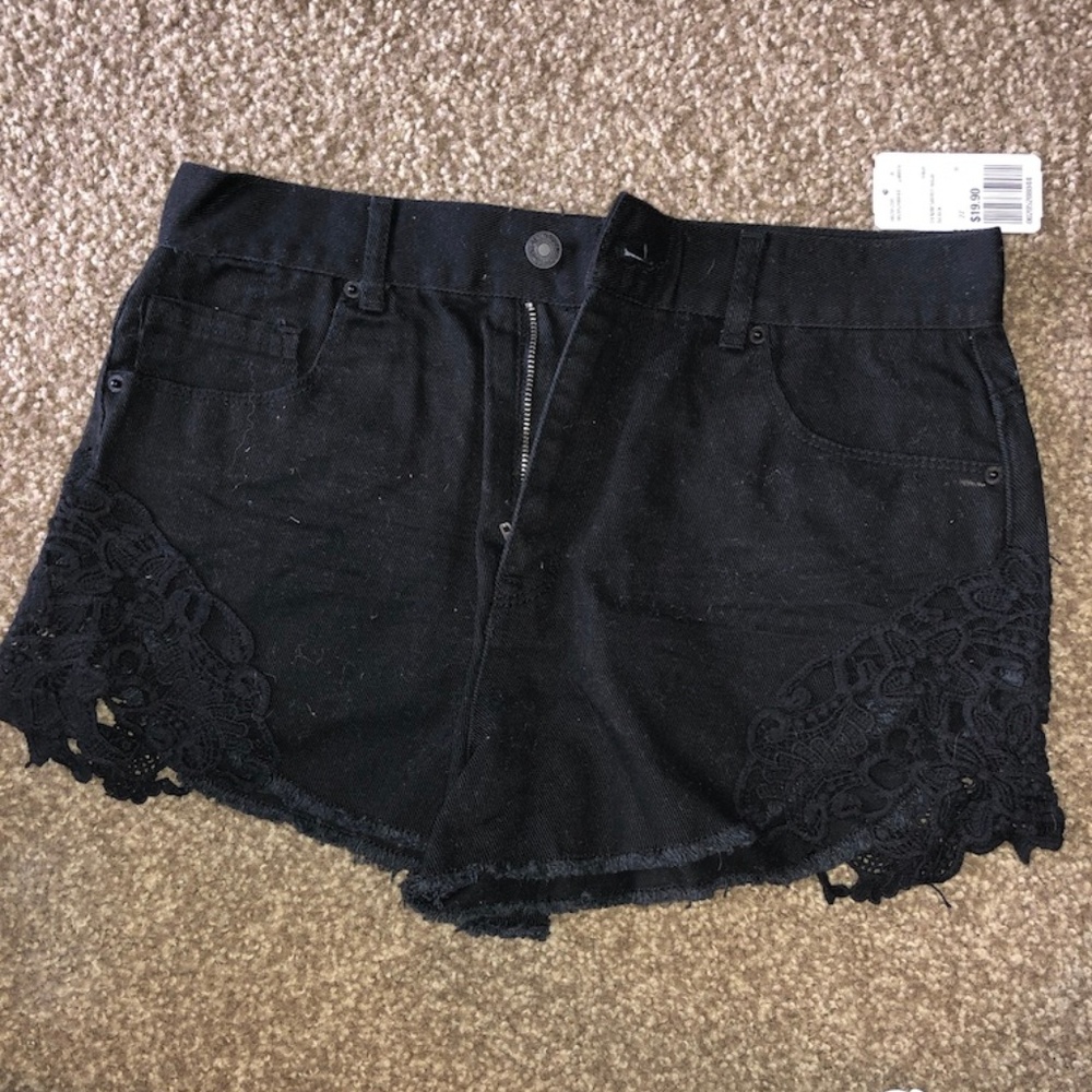 black jean shorts